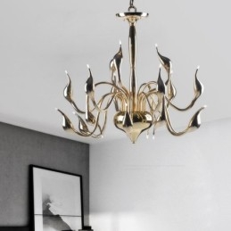 Lampadario moderno contemporaneo in metallo elettroplaccato oro chiaro 15 luci