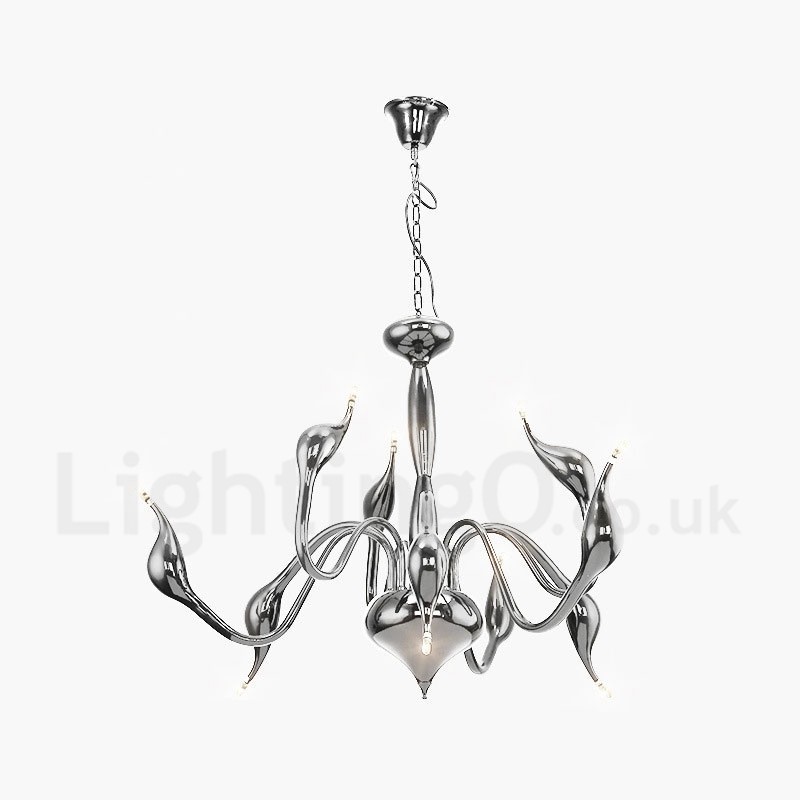 Lampadario moderno contemporaneo in metallo elettroplaccato cromato oro 9 luci