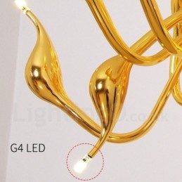 Lampadario moderno contemporaneo in metallo elettroplaccato cromato oro 9 luci