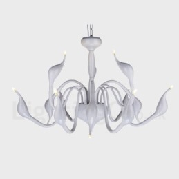 Lampadario a sospensione moderno bianco in metallo a forma di cigno 12 luci