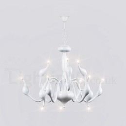 Lampadario a sospensione moderno bianco in metallo a forma di cigno 12 luci