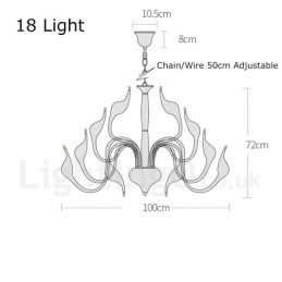 Lampadario a cigno moderno in acciaio inox nero 18 luci G4