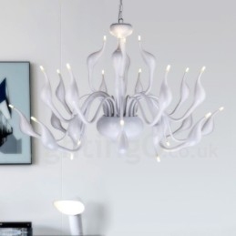 Lampadario moderno a cigno 24 luci G4 placcato bianco
