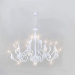 Lampadario moderno a cigno 24 luci G4 placcato bianco