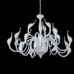 Lampadario moderno a cigno 24 luci G4 placcato bianco