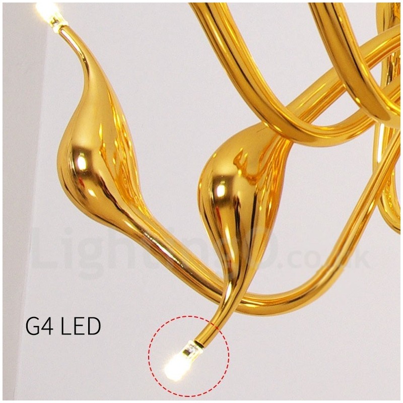 Lampadario moderno a forma di cigno 24 luci G4 placcato oro