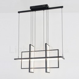 Lampada a sospensione LED dimmerabile nera, 4 rettangoli