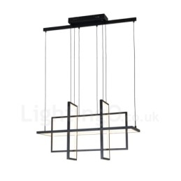 Lampada a sospensione LED dimmerabile nera, 4 rettangoli