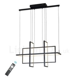 Lampada a sospensione LED dimmerabile nera, 4 rettangoli