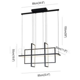 Lampada a sospensione LED dimmerabile nera, 4 rettangoli