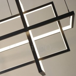 Lampada a sospensione LED dimmerabile nera, 4 rettangoli