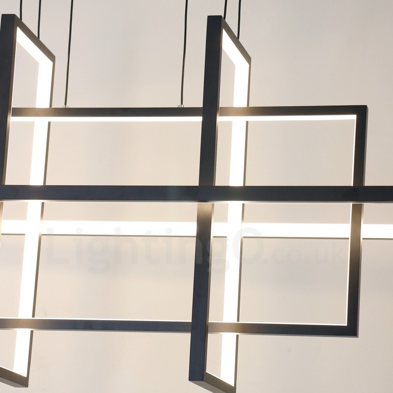 Lampada a sospensione LED dimmerabile nera, 4 rettangoli