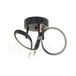 Lampada da soffitto rotonda dimmerabile Triac nera stile nordico moderno, montaggio a filo, 32 cm
