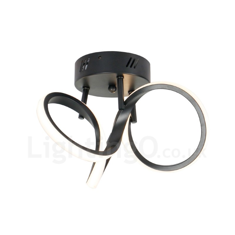 Lampada da soffitto rotonda dimmerabile Triac nera stile nordico moderno, montaggio a filo, 32 cm
