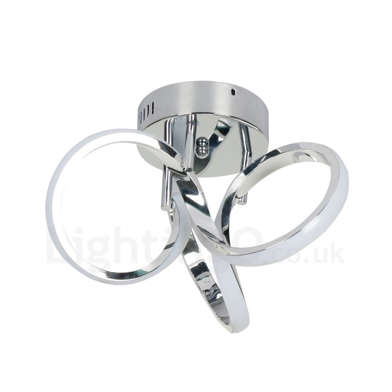 Lampada da soffitto rotonda dimmerabile Triac cromata stile nordico moderno a filo 32 cm