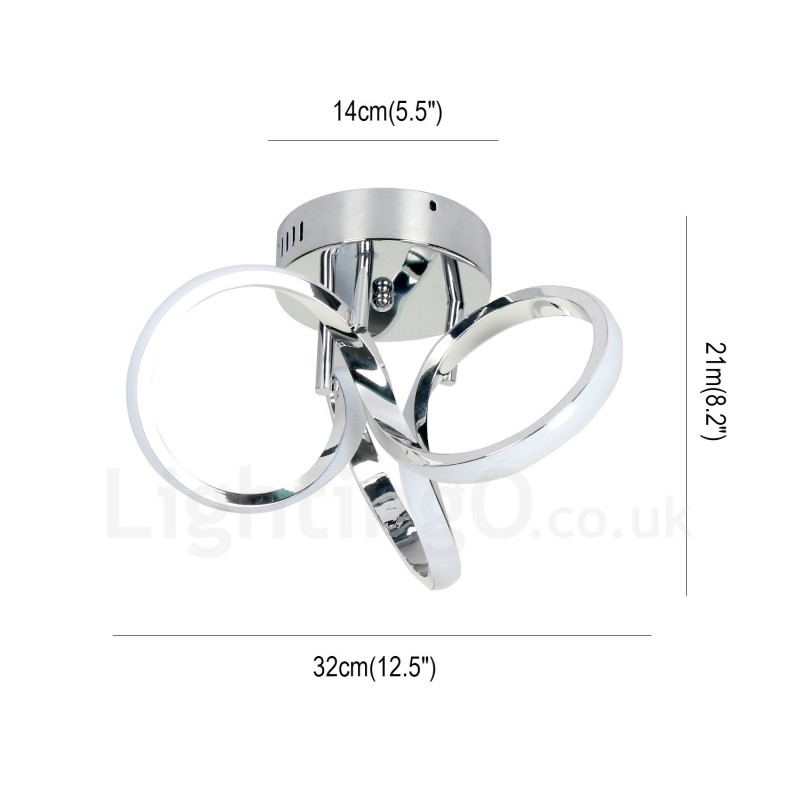 Lampada da soffitto rotonda dimmerabile Triac cromata stile nordico moderno a filo 32 cm