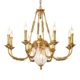 Lampadario francese di lusso in rame e cristallo E14