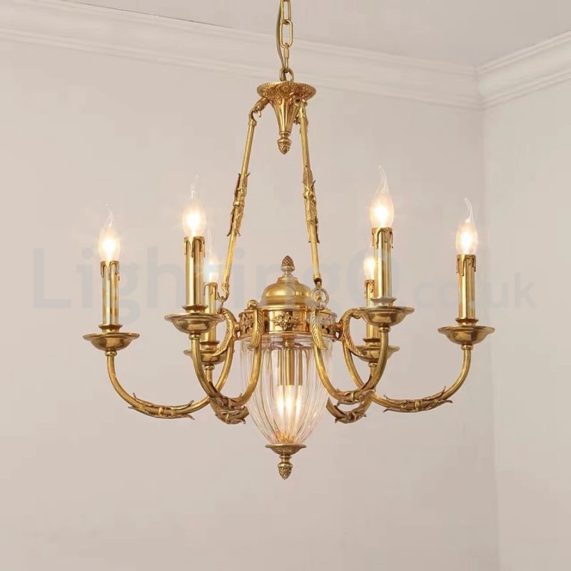 Lampadario francese di lusso in rame e cristallo E14