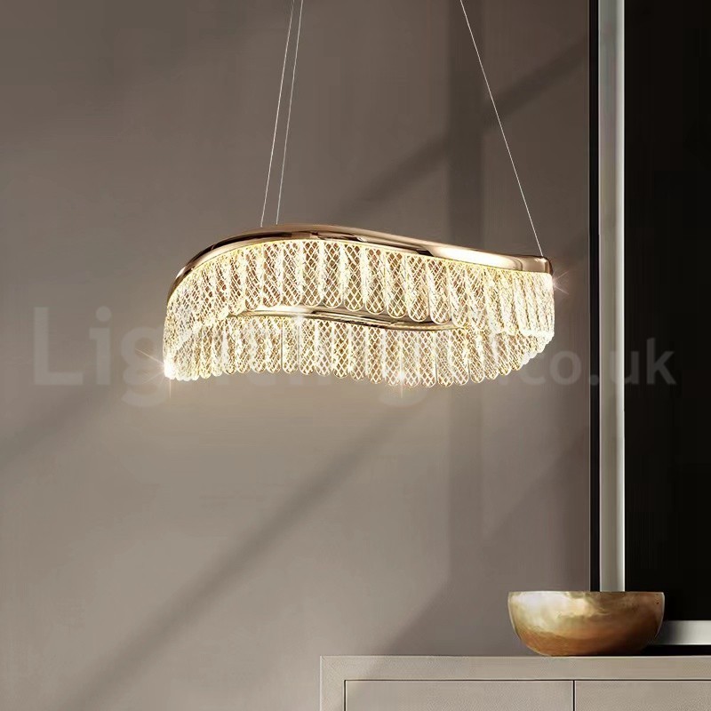 Lampada a sospensione quadrata in cristallo K9 a 1 o 2 anelli