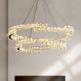 Lampada a sospensione rotonda in cristallo K9 con LED