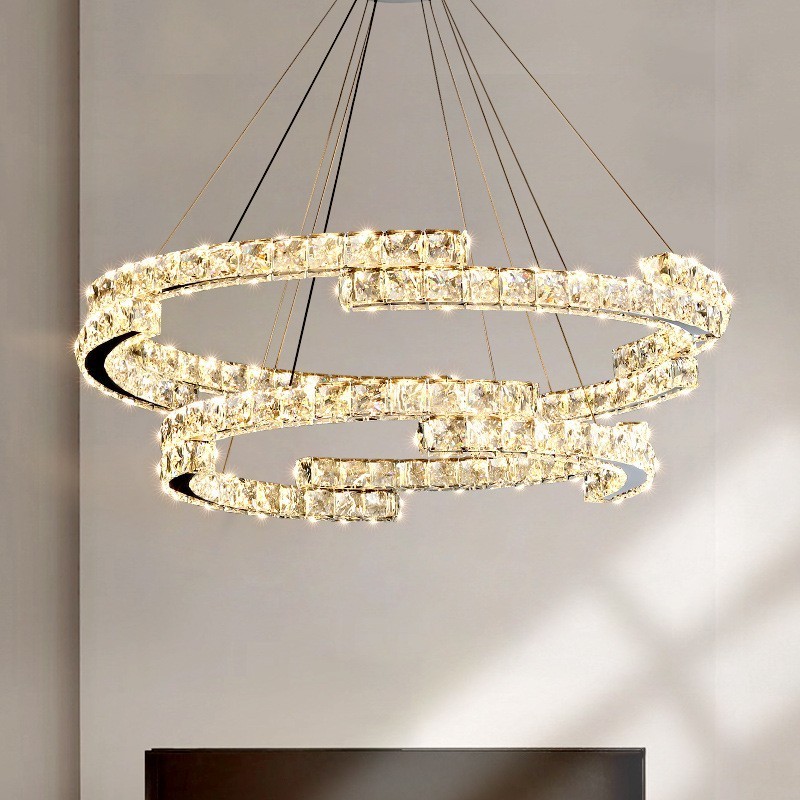 Lampada a sospensione rotonda in cristallo K9 con LED