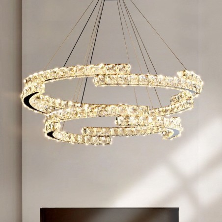 Lampada a sospensione rotonda in cristallo K9 con LED