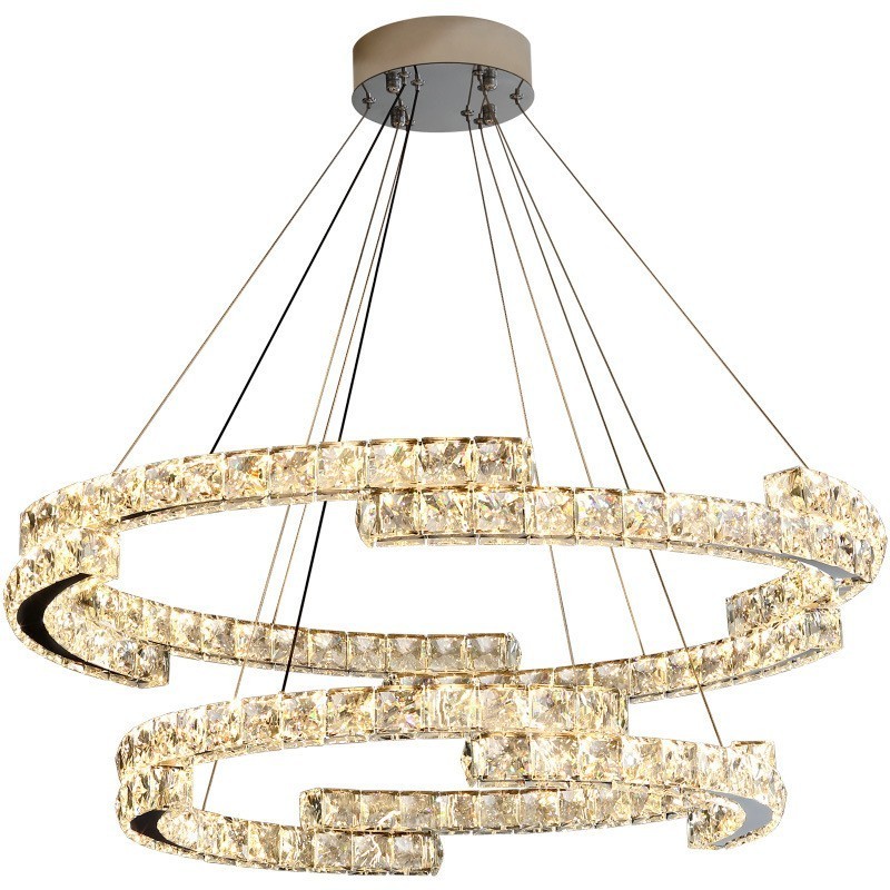 Lampada a sospensione rotonda in cristallo K9 con LED