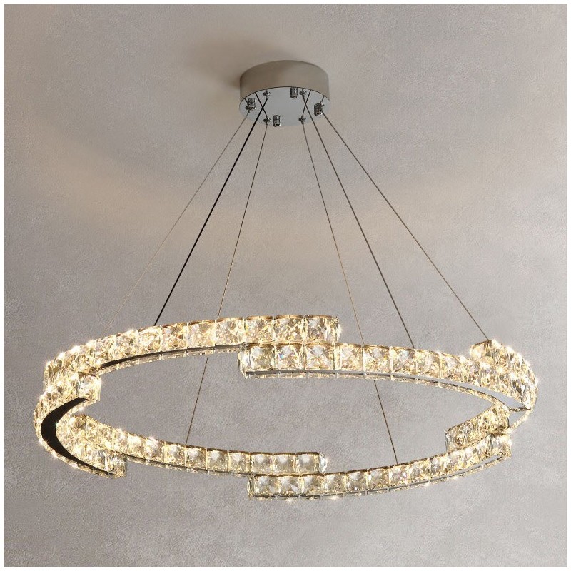 Lampada a sospensione rotonda in cristallo K9 con LED