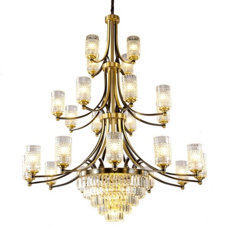 Lampadario di cristallo in rame lusso 12+8+4 E14 120 cm