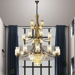 Lampadario di cristallo in rame lusso 12+8+4 E14 120 cm