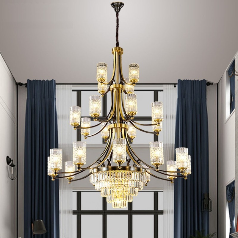 Lampadario di cristallo in rame lusso 12+8+4 E14 120 cm