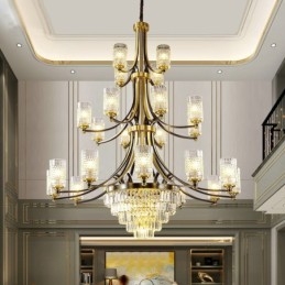 Lampadario di cristallo in rame lusso 12+8+4 E14 120 cm
