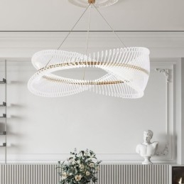 Lampada a sospensione circolare postmoderna a strisce LED