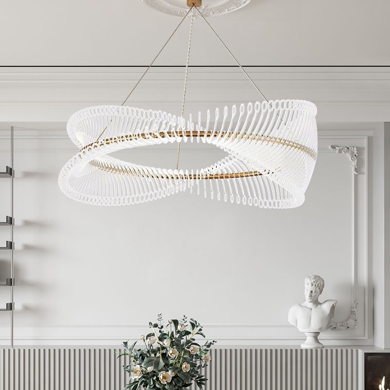 Lampada a sospensione circolare postmoderna a strisce LED
