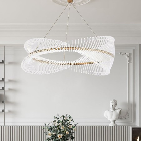 Lampada a sospensione circolare postmoderna a strisce LED