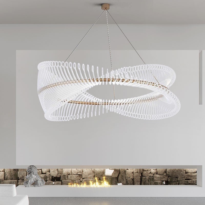 Lampada a sospensione circolare postmoderna a strisce LED