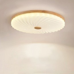 Plafoniera a filo rotonda in legno massello e acrilico, moderna, 38 cm 24 W