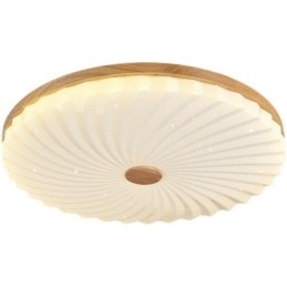 Plafoniera a filo rotonda in legno massello e acrilico, moderna, 38 cm 24 W