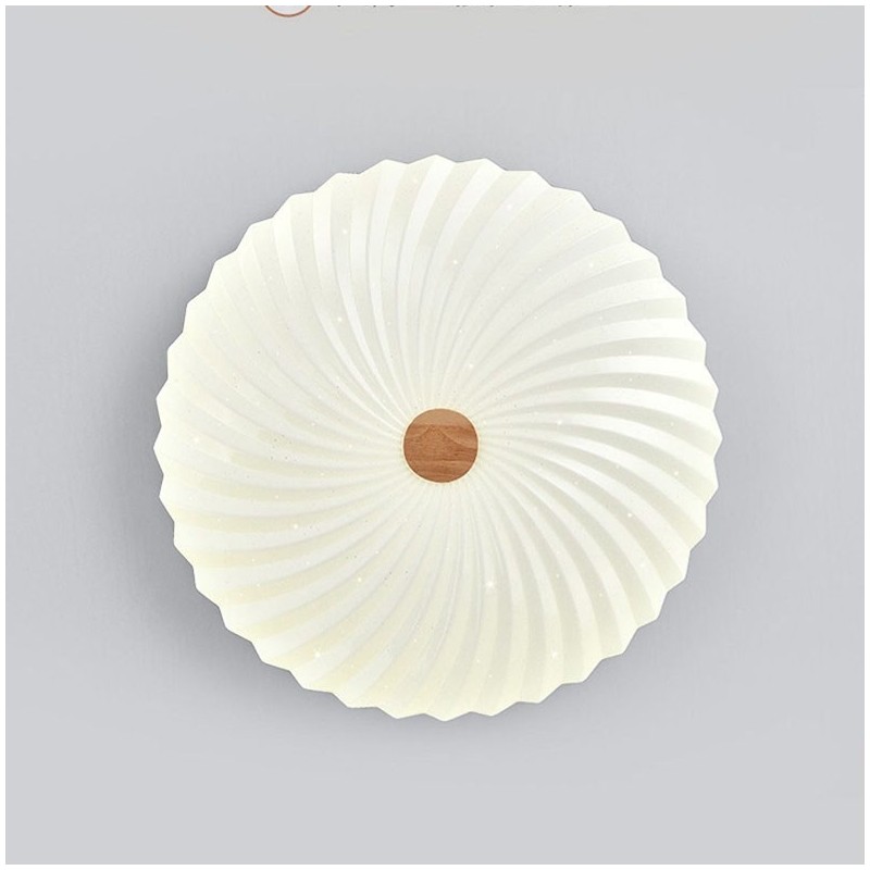 Plafoniera a filo rotonda in legno massello e acrilico, moderna, 38 cm 24 W