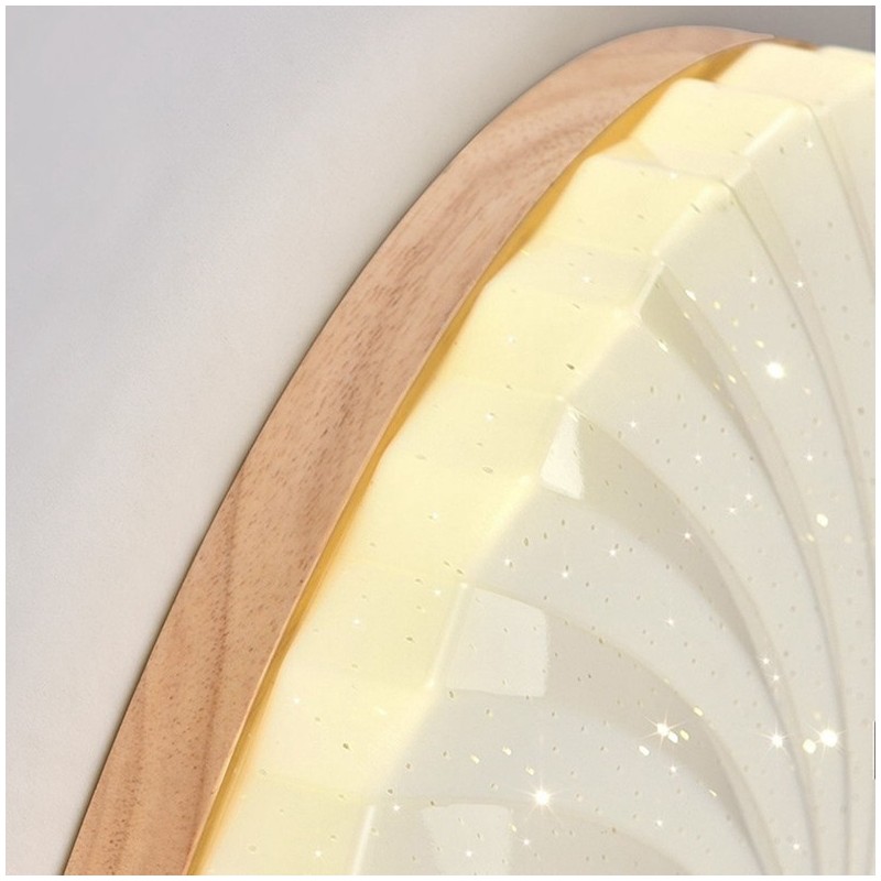 Plafoniera a filo rotonda in legno massello e acrilico, moderna, 38 cm 24 W
