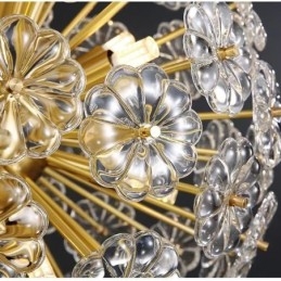Lampada a sospensione nordica in cristallo e ottone sferico con dente di leone