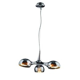 Lampadario con paralume in vetro placcato 3 W cromato