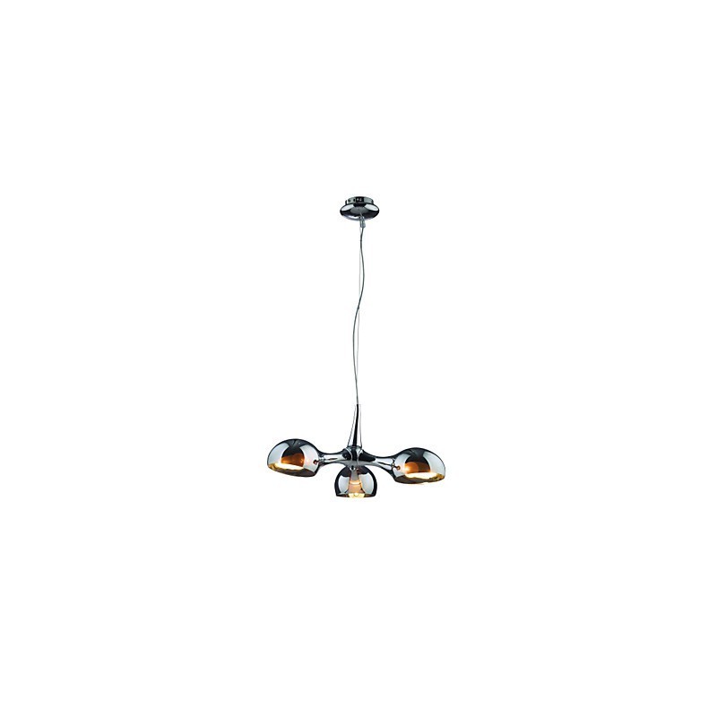 Lampadario con paralume in vetro placcato 3 W cromato