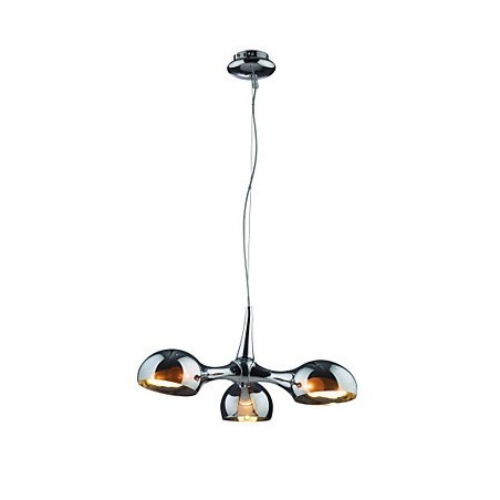 Lampadario con paralume in vetro placcato 3 W cromato