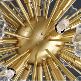 Lampada a sospensione nordica in cristallo e ottone sferico con dente di leone