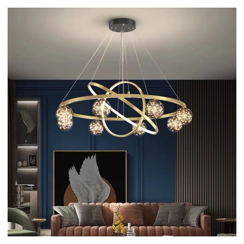 Lampada a sospensione circolare moderna nordica oro