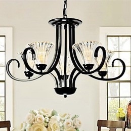Lampadario vintage europeo a 5 luci con braccio cornuto