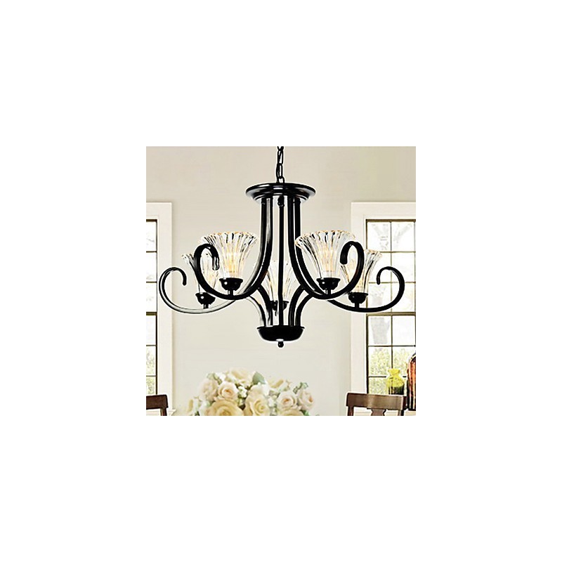 Lampadario vintage europeo a 5 luci con braccio cornuto