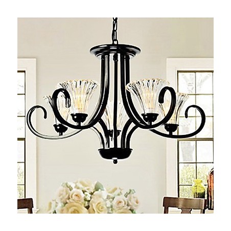 Lampadario vintage europeo a 5 luci con braccio cornuto