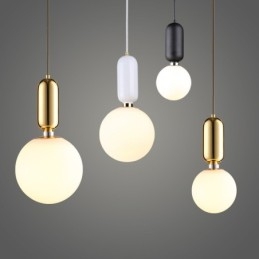 Lampada a sospensione moderna con paralume in vetro e fissaggio in lega di alluminio